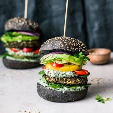 Insta Worthy Charcoal Bun Hemp Falafel Patty Burger Recipe Tasty Ingredients Burger Sauce Vegan Peanut Butter