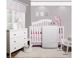 This set is made to fit all standard cribs and toddler the barton chevron 4 piece crib bedding set in gray is topped off with a musical mobile featuring adorable gray elephants. 6 Piece Pink Grey Chevron Baby Girl Nursery Crib Bedding Sets By Optimababy Newegg Com