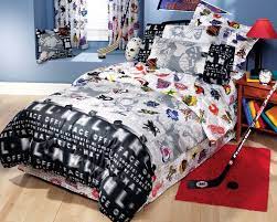 Panel beds and sleigh beds can help achieve a traditional look, while other designs like the four post bed can help your bedroom make a. Nhl Hockey Montage 3pc Bed Sheets Set Twin Bedding Hockey Bedding Hockey Bedroom Boys Hockey Bedroom