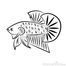 Betta Wild Outline Betta Wild Fish Line Art Golden Minimalist Vector Logo Betta Burung Elang Ikan Cupang