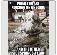When You Are Nursing On One Side And The Other Side Springs A Leak Breastfeeding Humor Funny L Breastfeeding Humor Mommy Humor Breastfeeding Meme