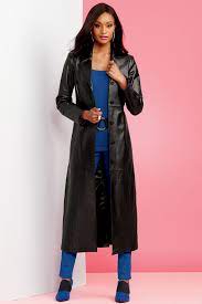 Long Genuine Leather Coat Metrostyle Schwarzer Regenmantel Mode Mantel