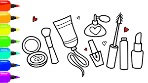 Coloring 7 Makeup Tools Set Drawing And Coloring Page For Girls How To Draw A Lipstick