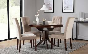 Check spelling or type a new query. Hudson Round Dark Wood Extending Dining Table With 4 Regent Oatmeal Fabric Chairs Furniture And Choice
