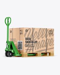 Download Hand Pallet Truck Kraft Box Mockup In Packaging Mockups On Yellow Images Object Mockups PSD Mockup Templates