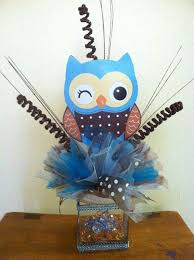 Planning an owl themed baby shower just got so much cuter! Boy Baby Owl Center Piece Owl Baby Shower Theme Owl Baby Shower Baby Shower Centerpieces