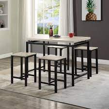 Furniture of america gizelle 5 piece counter height table set. Dining Set For 4 5 Piece Modern Counter Height Dining Set With Backless Stools And Bar Table Small Space Kitchen Table And Chairs With Metal Frame For Dining Room Bar Bistro Breakfast Nook