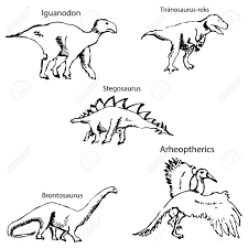 Dinosaurios Con Nombres Dibujo A Lapiz Con La Mano Imagen Del Vector Ilustraciones Vectoriales Clip Art Vectorizado Libre De Derechos Image 67874172