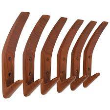 Set Of Six Danish Modern Teak Wall Coat Hooks Denmark 1950s Coat Hooks On Wall Modern Coat Rack Coat Hooks
