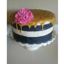 Black And Gold Drip Cake With Flowers Black And White Striped Cake Gold Drip Cake Fondant Flower Www Facebook Com Dejasfancycakes Striped Cake Kate Spade Cake Cake