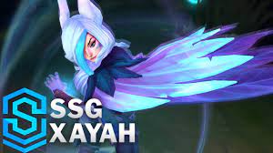 After casting an ability, xayah's next 3 basic attacks fire feathers at greater velocity which penetrate through all enemies along their path and in a line past their primary target, dealing the attack's damage to the primary target and 30 / 40 / 50% (based on level) ad physical damage to secondary targets, the secondary damage also critically striking if the attack does. Ssg Xayah Skin Spotlight Pre Release League Of Legends Youtube