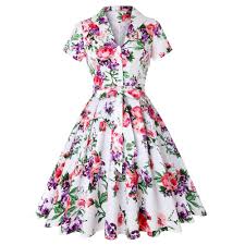 Ditsy floral tie front minidress. White Floral Dress Elegant Party Gown Women Ladies Plus Size 1950s 60s Rockabilly Vintage Retro Cotton Autumn Dress Sd0002 Buy White Dress Floral Dress 50s Vintage Dress Product On Alibaba Com