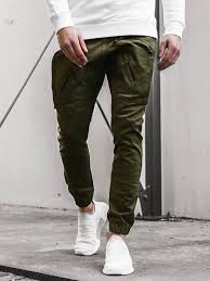 Khaki style pants have pronounced pockets; Herren Chino Jogger Khaki Ozonee O 11107 Ozonee