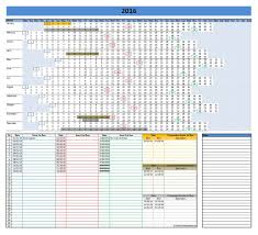 2016 Linear Calendar Excel Template Excel Calendar 2016