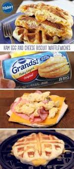 Ham Egg And Cheese Biscuit Wafflewiches Recipe Waffle Maker Recipes Yummy Breakfast Waffle Iron Recipes