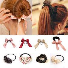1pcs Women Tiara Satin Ribbon Bow Hair Band Rope Scrunchie Ponytail Holder Gum For Hair Accessor Hair Accessories Pearl Girls Hair Accessories Hair Accessories