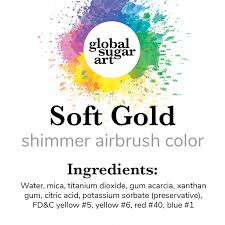 Soft Gold Shimmer Premium Airbrush Food Color 2 Ounces By