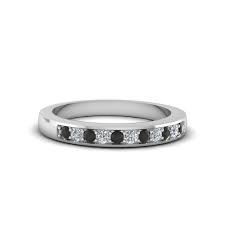 Thin rounded design solitaire wedding band. Thin Pave Wedding Band With Black Diamond In 14k White Gold Fascinating Diamonds