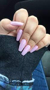 Baby Pink Coffin Shaped Nails Coffin Shape Nails Baby Shower Nails Matte Pink Nails