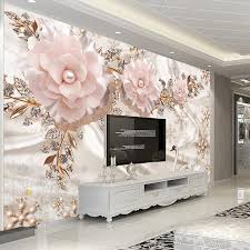 Large 3d European Pearl And Rose Jewelry Tv Background Wallpaper Living Room Wallpaper Full Seamles Wallpaper Living Room Room Wallpaper Custom Photo Wallpaper