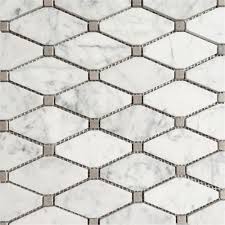 Rhomboid design white backsplash tile. Italian Carrara White Venato Marble Long Octave Rhomboid Diamond Mosaic Tile Gray Dots Honed Stone Center Online