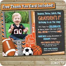 Sports Theme Invitation For An Mvp All Star Little Rookie Birthday Party Features Basketball Base Sports Birthday Party Sports Invitations 1st Boy Birthday