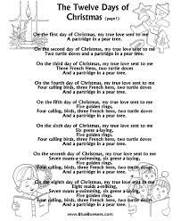 12 Days Of Christmas Words Bluebonkers The Twelve Days Of Christmas P1 Free Printable Christmas Carol Lyrics Sheets Christmas Song Sheets