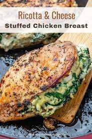 Spinach And Cheese Stuffed Chicken Recipe Cheese Stuffed Chicken Chicken Dinner Recipes Spinach And Cheese