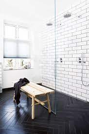 1.2 mm thickness gray stone herringbone shape vinyl mosaic tile. 11 Bathrooms With Black Herringbone Tiles