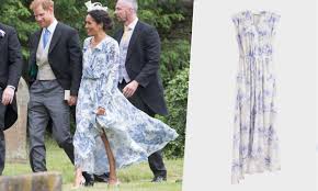 Royal and princely houses have always influenced bridal fashion. Meghan Markle S Blue And White Floral Dress Is Sold Out But We Found This Fab Lookalike Flipboard