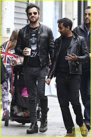 Justin Theroux Aziz Ansari Match In Leather Jackets In Paris Cafe Racer Leather Jacket Leather Jacket Celebrity Jackets