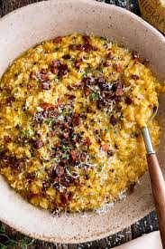 Pumpkin Risotto With Bacon Parmesan The Original Dish Recipe Pumpkin Risotto Risotto Pumpkin Soup Recipe