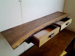 Two Drawer Live Edge Walnut Floating Entry Table Wall Shelf Quarter Sawn White Oak Drawers Rosewood Draw Live Edge Shelves Diy Wall Shelves Floating Shelves