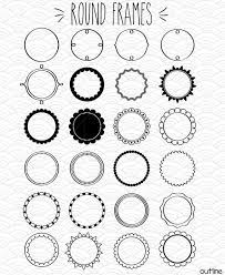Round Frame Clip Art Hand Drawn Border Decorative Labels Vector Graphics Floral Wreaths Silhouette Illustrations Png Svg Eps Pdf Dxf Frame Clipart Clip Art Art Bundle