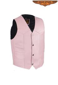 Kids Pink Leather Motorcycle Vest With Button Snap Closure Pink Leather Motorcycle Vest Leather Vest