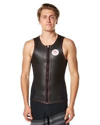 nineplus tube vest with front zip wetsuit vest black