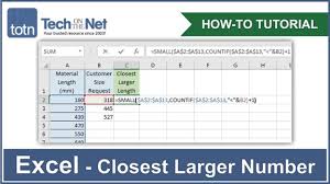 How To Find The Closest Larger Number In An Unordered List Of Values In Excel Https Www Techonthenet Com Excel Formulas Closest Larger Number Php