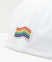 The pride rugby stripe shirt incorporates a kaleidoscope of color with bold prints and a vans twist on an iconic rainbow checkerboard print. Vans Pride 2021 White Strapback Hat Zumiez