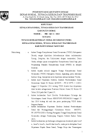 Daftar kode pos indonesia, cari dan cek kode pos, temukan data kode pos indonesia terbaru. Doc Surat Keputusan Kepala Dinsosnakertrans Kabupaten Demak Tentang Tksk Bram Irianto Academia Edu