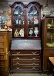 42 industrial secretary desk with hutch, dark walnutby walker edison. Vintage Secretary Desk With Display Cabinet Furniture Home Living Furniture Shelves Cabinets Racks On Carousell