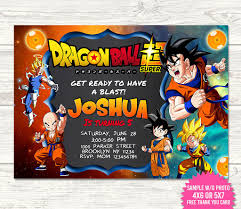 Since he also loves ice cream, we opted for an ice cream sundae bar rather than a dessert table. Dragon Ball Z Invitation Dragon Ball Z Birthday Invites Free Thank You Card Ball Birthday Birthday Invitations Ball Birthday Parties