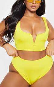 Plus Bright Yellow High Waist Bikini Bottom High Waisted Bikini High Waisted Bikini Bottoms Plus Size Bikini