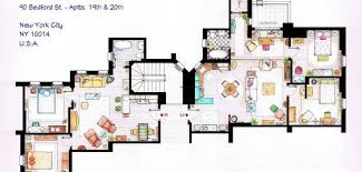 L Interieur Des Series Tv Les Plans De L Appartement De Friends Plan Au Sol Maison Appartement