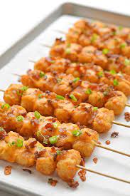 Loaded Tater Tot Skewers Recipe Recipe Appetizer Recipes Appetizers Easy Easy Appetizer Recipes