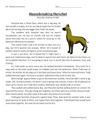 reading comprehension worksheet housebreaking herschel