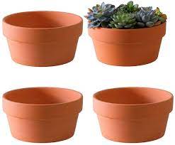 Mid century 20th spanish glazed terra cotta bowls, a pair, from valencia, spain. Amazon Com Yishang Terracotta Shallow Planters For Succulent 7 Inch Cactus Plant Containers Indoor Garden Bonsai Pots With Drainage Hole Set Of 4 Unglazed Clay Ceramic Pottery Planter Home Kitchen
