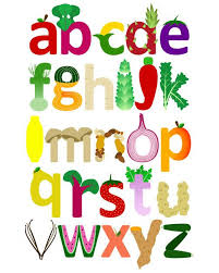 Vegetable Fruit Alphabet Print Children S Art For Nursery Or Kid S Room Alphabet Print Alphabet Art Print Alphabet Art
