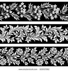 Black And White Floral Pattern Border Set Of Seamless Floral Borders Floral Border Design Floral Border Border Embroidery Designs