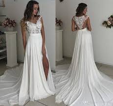 Unbekannt brautkleid spitze lang chiffon hochzeitskleid s m l xl xxl xxxl xxxxl braut kleid standesamt weiß (46). Grosshandel Elfenbein Chiffon Gunstige Spitze Brautkleider Sommer Strand Boho Lange Chiffon Zug Brautkleider Split Front Cap Sleeves Brautkleider Von Kissbridal 114 88 Auf De Dhgate Com Dhgate