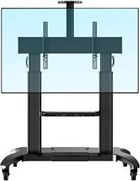 The black rolling tv stand features adjustable height via allen key to position the flat screen at the desired viewing level. North Bayou Mobile Tv Cart Heavy Duty Tv Stand With Wheels For 60 To 100 Inch Lcd Led Oled Flat Panel Plasma Tv Up To 200lbs Cf100 Buy Online In El Salvador